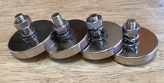 4PCS Strong Round Cup Magnet with 1/4”-20 Male Threaded Stud,Φ1.26 115lbs Ve…