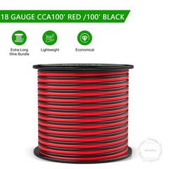 18 Gauge Wire 100FT, 2 Conductors Electrical Wire Red and Black Cable Low Voltag