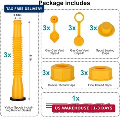 Gas Can Spout Replacement,Fuel Can Spout,Gas Tank Nozzle,Gas Tank Spout,(3Kit-Ye