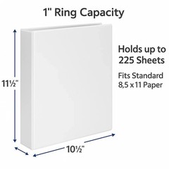 TOPS 3 Ring Non-Stick View Binder, 1″ Round Ring, White, 6 ct – TOP91125