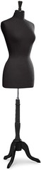 Women’s Dressmaker Form Seamstress Black Jersey Mannequin Size 8 Wood Base