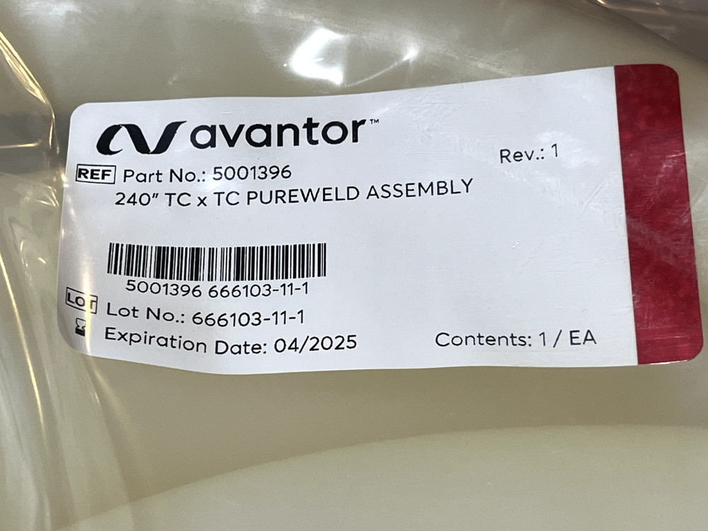 Avantor 5001396 240″ TC X TC Pureweld Assembly expire 04/2025, FREE SHIPPING
