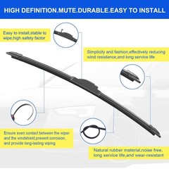 OEM Quality 28″ + 15″ Premium All-Seasons Durable Stable and Quiet Windshield…