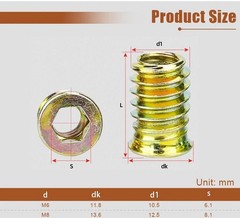 NEW 10/20pcs M4–M10 Zinc Threaded Insert Nuts Hex Socket for Wood Furniture