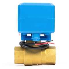 U. S. Solid Motorized Ball Valve w/ 2 Signal Lights 1/2in Brass NC Blue Casing