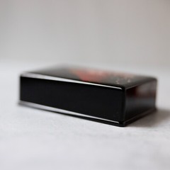 Vintage Lacquer Mount Fuji Cherry Blossom Business Card Holder Japan W/ Box