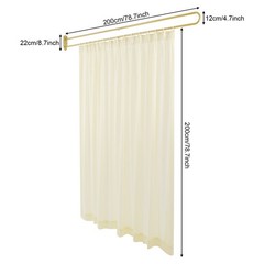 Gold U Shaped Room Divider Curtain Wall Mounted Privacy Partition Beige Sheer