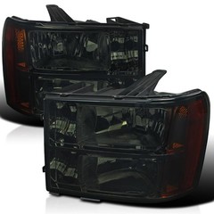 Smoke Lens Amber Headlights L+R Pair for 2007-2013 GMC Sierra 1500