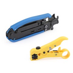 Cable Coax Coaxial Crimper Stripper + Compression Tool F RG59 RG6 RG11 Connector