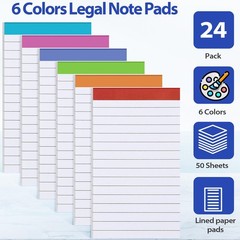 Colarr 24 Pack Legal Pads 3 x 5 Inches Lined Notepads 50 Sheets Wide Ruled Wr…