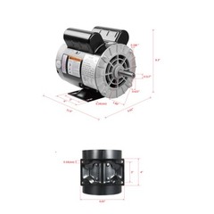 5HP SPL Air Compressor Motor 230V 17.6A 3450RPM 56 Frame CW/CCW Rotation