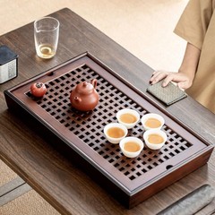 X-Large 19 Inch Bamboo Chinese Gongfu Tea Ceremony Tray with Drain Drainage T…