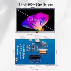 5-Inch Resistive Touch Screen TFT LCD Display, 800×480 HD Resolution, Compati…
