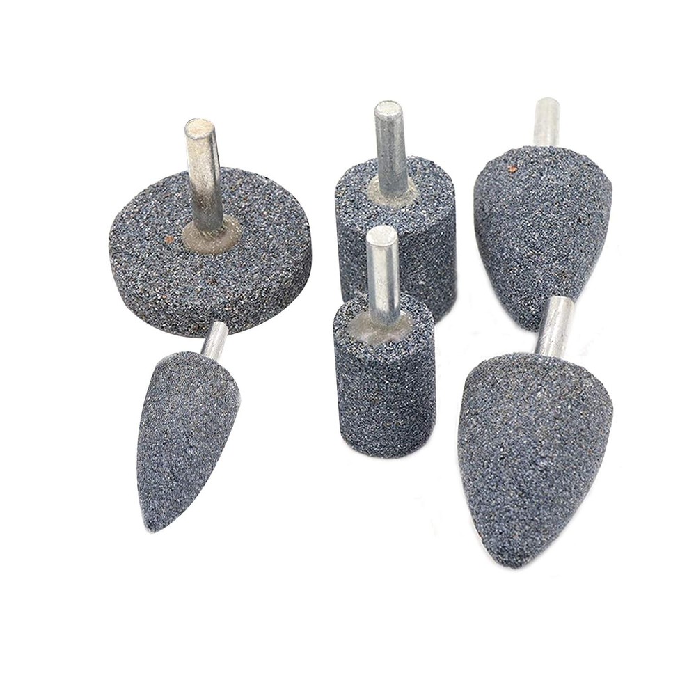 71878 80 Grit 3 Shapes Head Mounted Stone Point Grinding Wheels Bit Set 1/4″