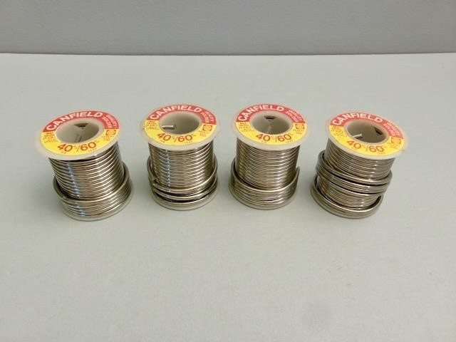 CANFIELD SOLDER 40/60 ( 4-ROLLS ) 4 LB. 3.8 OZ. TOTAL WEIGHT NEW