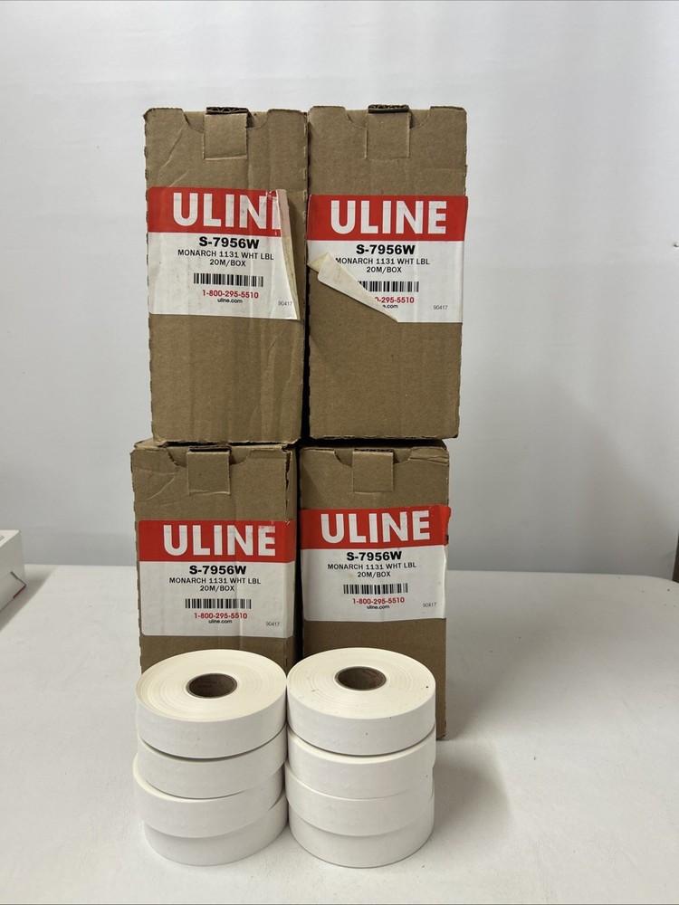 Uline Monarch 1131 White Labels S-7956W 20M 8 Per Box