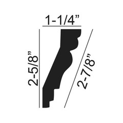 2-7/8in Face x 2-5/8in H x 1-1/4in Proj, Primed White Polyurethane, Crown