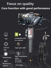 Articulating Borescope, Two-Way 180° 5.5mm Lens IP67 Waterproof Steering Probe