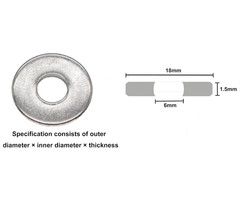 M6 Fender Washer, M6 Flat Washers Silver, 6mm I.D 18 OD Fender Washer, M6 Washer