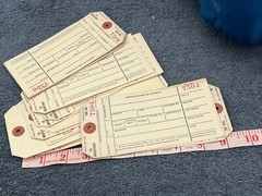 vintage deadstock inventory store label tags office antique numbered lot 50