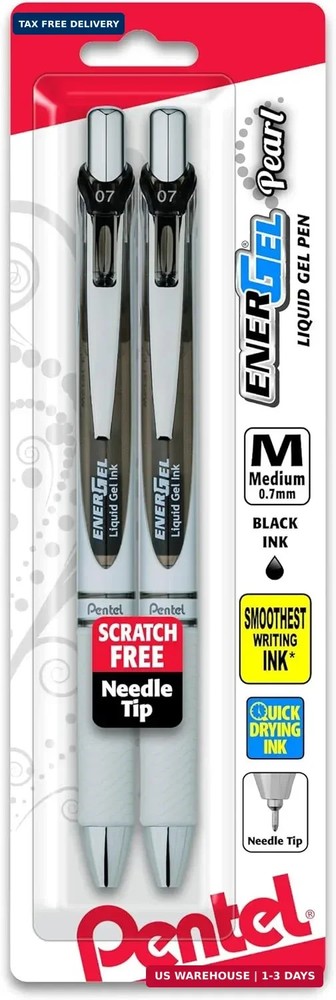 Pentel EnerGel Pearl RTX Retractable Liquid Gel Pen, (0.7mm), Medium Line, Needl