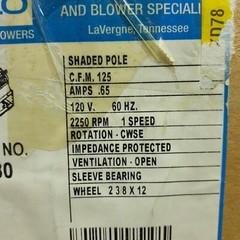 Fasco A980 Rectangular Oem Blower 2250 Rpm 1 Phase Direct Drive Steel 1 Speed