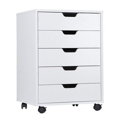5 Drawer Dresser Rolling Clothing Storage Chest Beside Wall Mobile Store Clothes