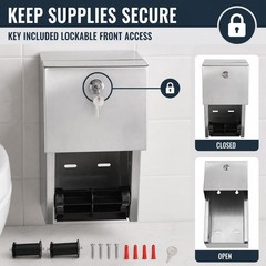 Commercial Toilet Paper Dispenser – 304 Stainless Steel Double Roll Holder – …