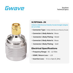 N Male to SMA Female Reverse Polarity Adapter, DC – 12.7GHz
