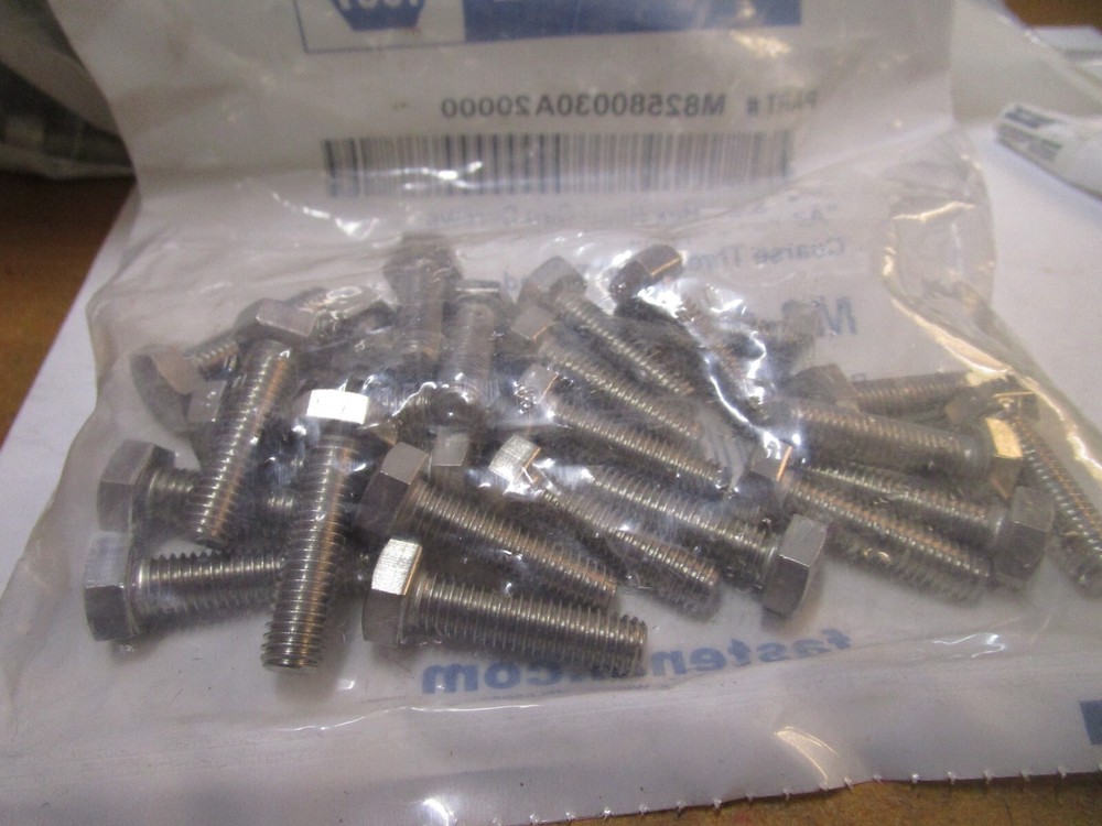 M8-1.25 x 30mm DIN 933 A2-70 Stainless Steel Hex Cap Screw QTY 25