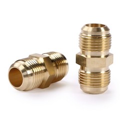 U.S. Solid 2pcs Brass Pipe Fitting Male Tube Coupler, 5/8″ Flare x 5/8″ Flare