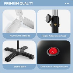 5000CFM High Velocity Industrial Pedestal Fan, 20″ Oscillating Floor Stand Fan