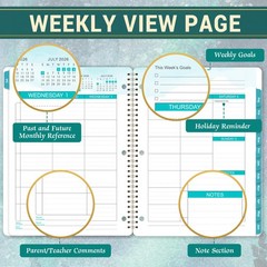 2026-2027 Student Planner, 9″ x 11″ Academic 9 x 11 inches, black, white