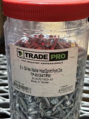 8 x 3/4″ Hex Washer Head Sprint Point Zinc Screws 1000ct Jar TP-8X3/4TPM