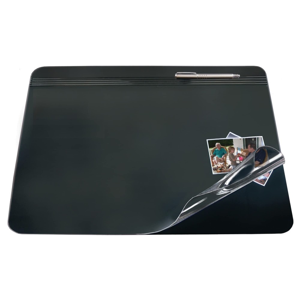 Office Depot Overlay Desk Pad, 19in. x 24in., Black/Clear, 19″ x 24″, Black