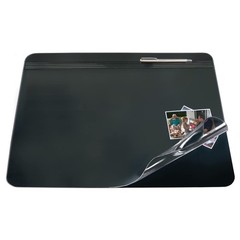 Office Depot Overlay Desk Pad, 19in. x 24in., Black/Clear, 19″ x 24″, Black