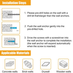 Drywall Anchors and Screws Assortment Kit 270PCS, 135 Plastic Dry Wall Expansion