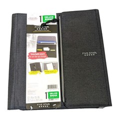 Five Star 1″ DELUXE Binder 225 Sheet Capacity Fabric Folding Black Gray