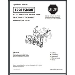 Sears Craftsman 42 inch tractor Snow Blower 486.248381 Operators Manual 40 pages