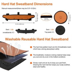 Reusable Hard Hat Top Pads and Washable Sweatbands for Safety Helmet Accessories
