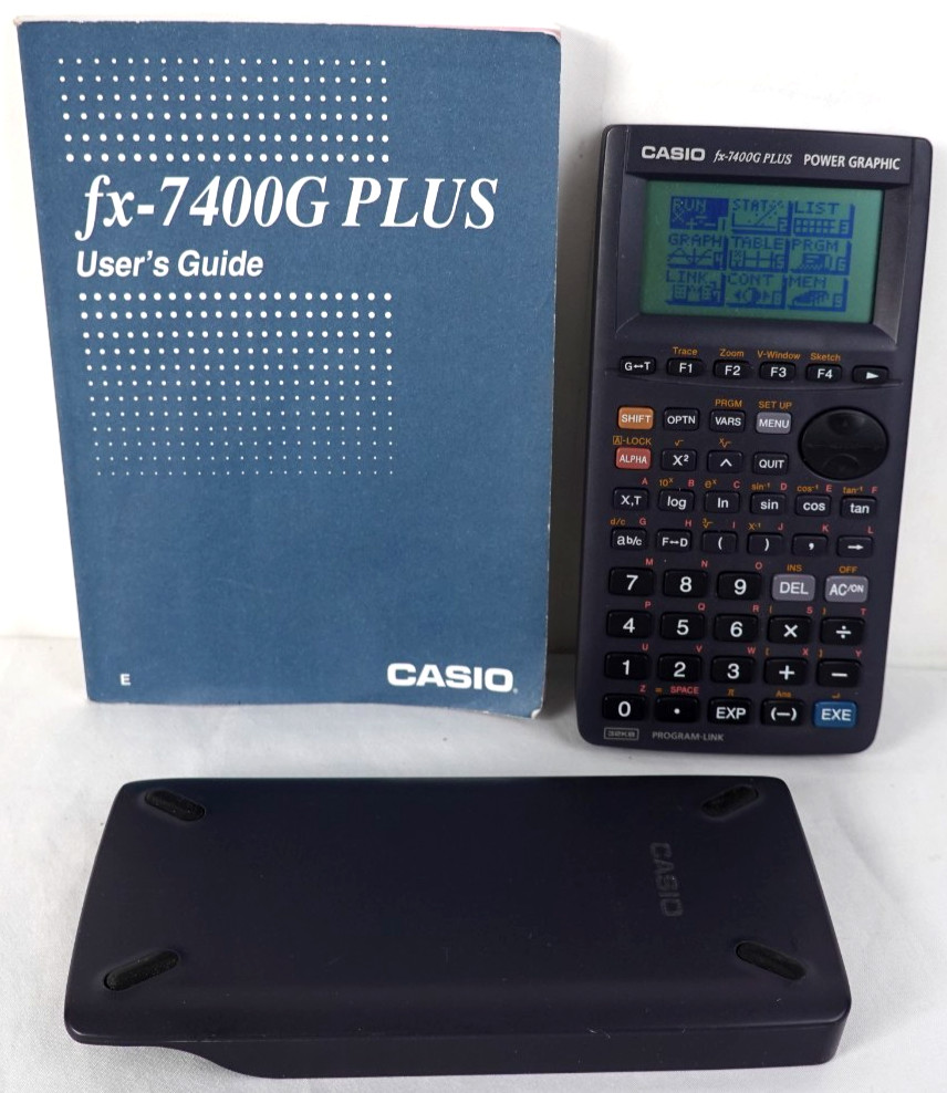 Casio FX-7400G Plus Power Graphic Graphing Calculator Manual Cover Black tested