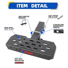 Tow Hitch Step Trailer for 2 Inch Receiver with Pin Lock & U-Bolts Stabilize