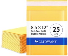 25 Self-Sealing Kraft Bubble Mailers 8.5×12 – Sturdy & Reliable for Shipping