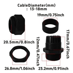 Runseaway 5Pcs PG21 Waterproof IP68 Nylon Cable Gland Connectors, Adjustable …