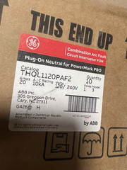GE THQL1120PAF2 20A 120/240V 1-Pole Plug-On Neutral AFCI Breaker