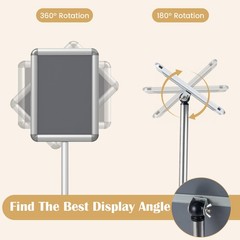 2PCS Sign Holder Stand 8.5 x 11 Inch w/Snap-Open Frame & 360° Rotation for Malls