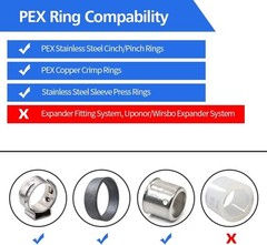 1/2″ Poly PPSU Barb Crimp PEX Fitting, 15pcs PEX Fitting Combo, Elbows Tees S…