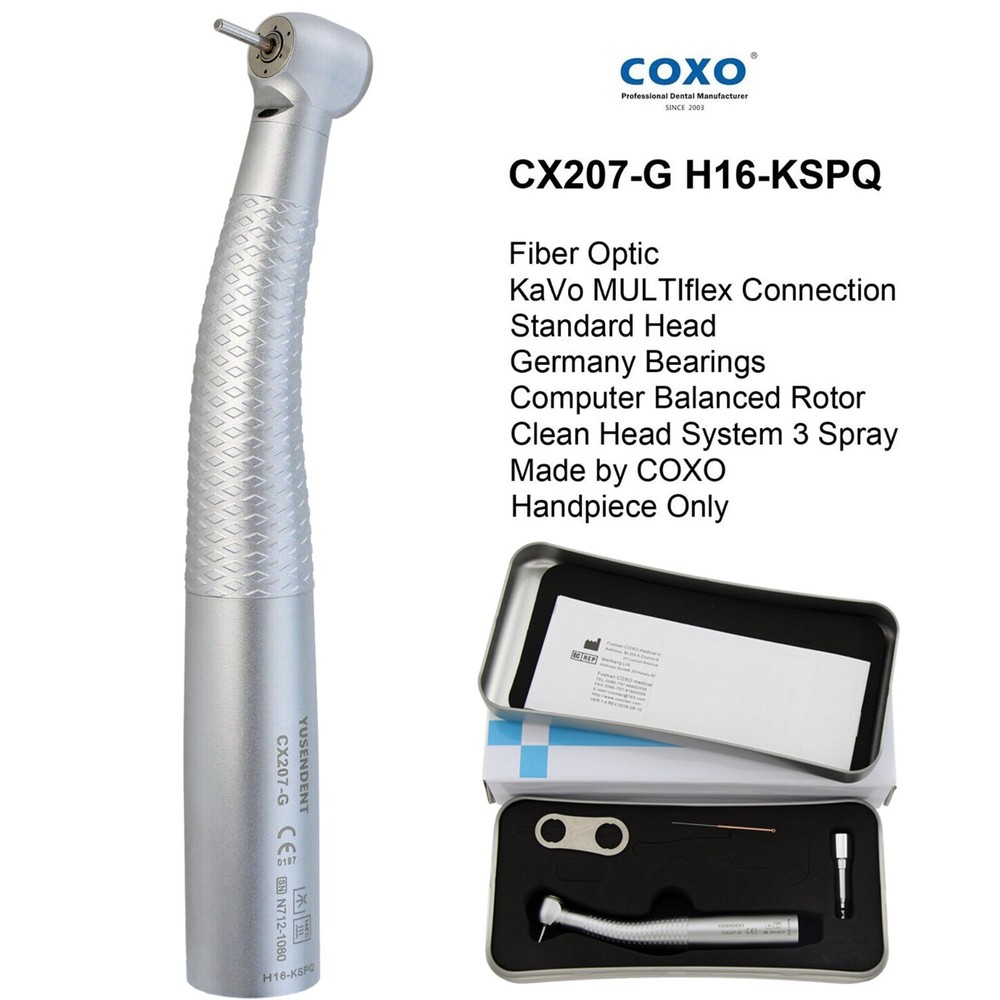 COXO Dental Fiber Optic High Speed Handpiece CX207-G KAVO NSK Coupler 4 6 Hole