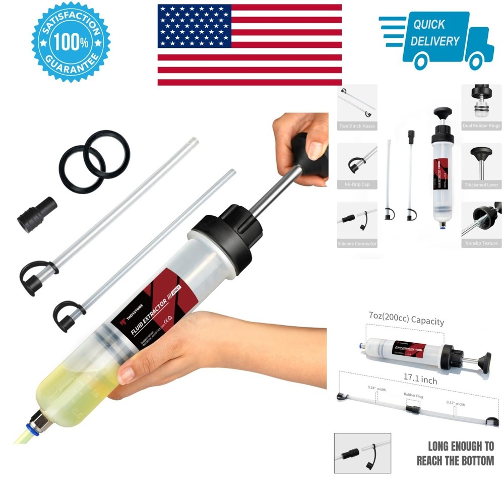 Thorstone 200cc Fluid Extractor Pump with 2 PVC Tubes for Liquid Transfer