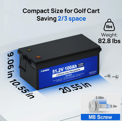 DCHOUSE 48V 100Ah Lithium Golf Cart Battery + 48V 18A Charger Trolling Motor RV